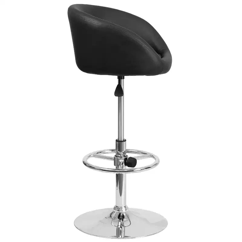 Flash Furniture Sgabello da bar contemporaneo regolabile in altezza con schienale a botte e base cromata