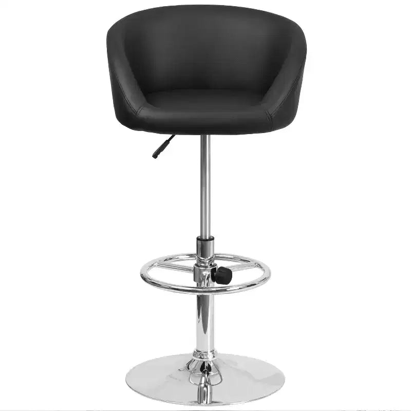 Flash Furniture Sgabello da bar contemporaneo regolabile in altezza con schienale a botte e base cromata