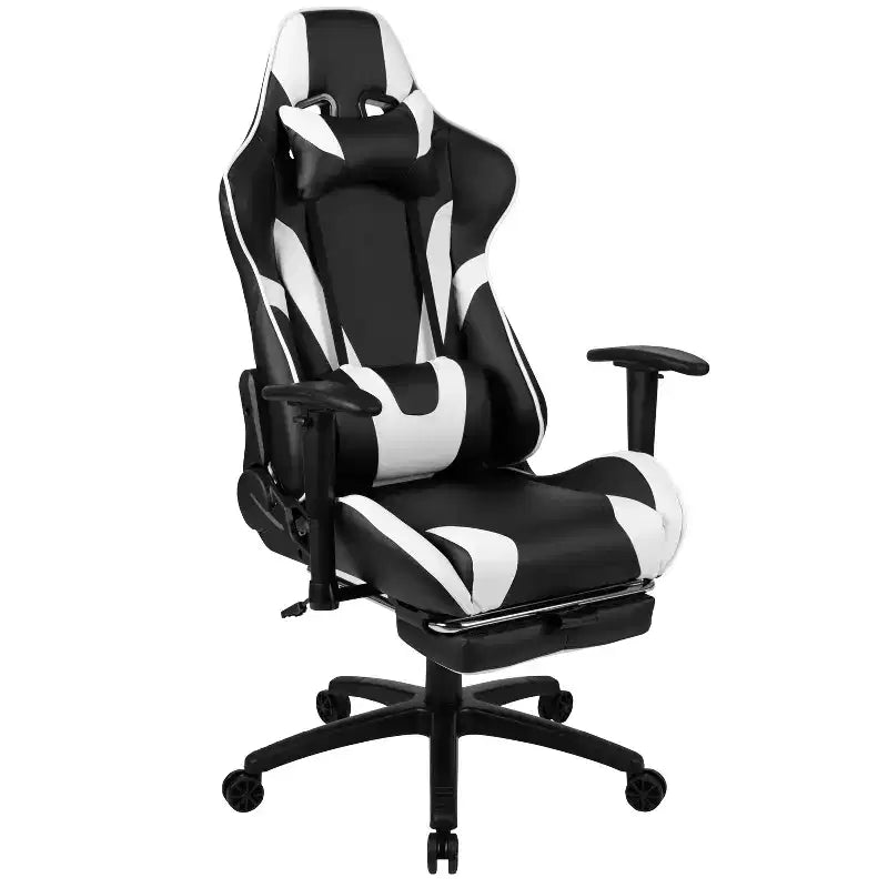 Scrivania Emma e Oliver - Scrivania da gaming, portabicchieri, gancio per cuffie e sedia reclinabile