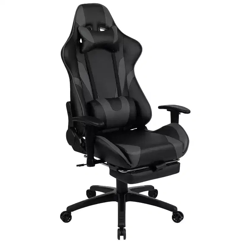 Scrivania Emma e Oliver - Scrivania da gaming, portabicchieri, gancio per cuffie e sedia reclinabile