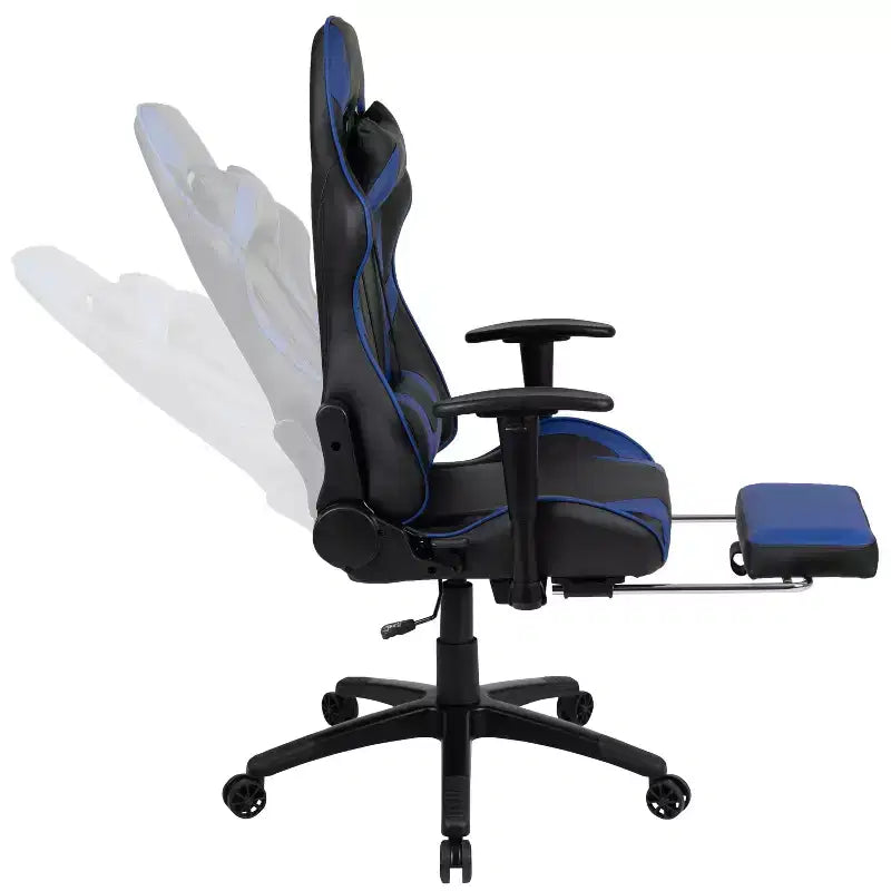 Scrivania Emma e Oliver - Scrivania da gaming, portabicchieri, gancio per cuffie e sedia reclinabile