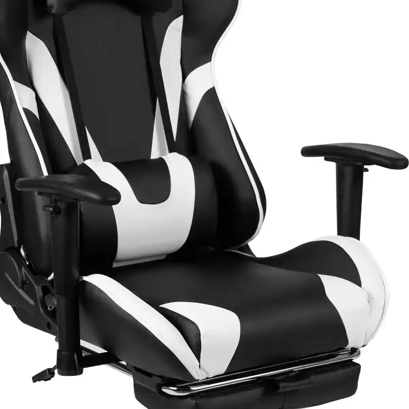 Scrivania Emma e Oliver - Scrivania da gaming, portabicchieri, gancio per cuffie e sedia reclinabile