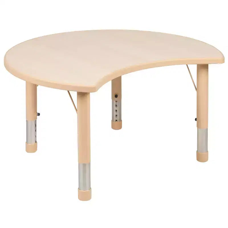Tavolo per Bambini Regolabile in Plastica Naturale a Mezzaluna Emma e Oliver 25.125L x 35.5P - 4 Sedie