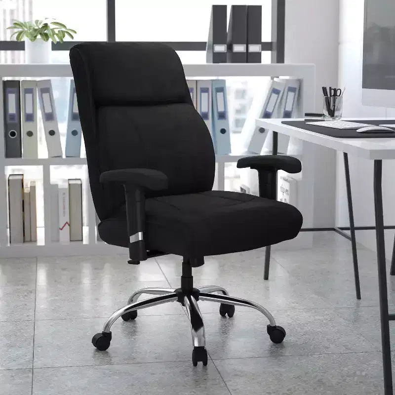 Sedia da ufficio ergonomica Emma and Oliver 400 libbre con schienale medio, girevole e con cuciture pulite, per persone robuste e alte