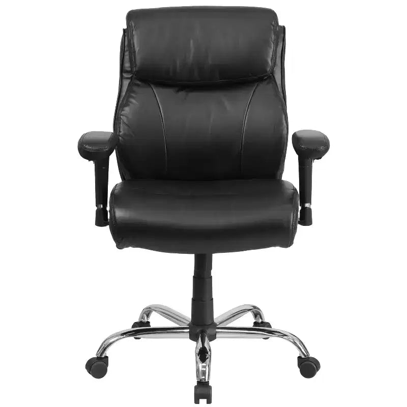 Sedia da ufficio ergonomica Emma and Oliver 400 libbre con schienale medio, girevole e con cuciture pulite, per persone robuste e alte