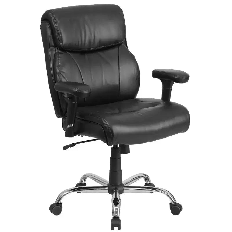 Sedia da ufficio ergonomica Emma and Oliver 400 libbre con schienale medio, girevole e con cuciture pulite, per persone robuste e alte