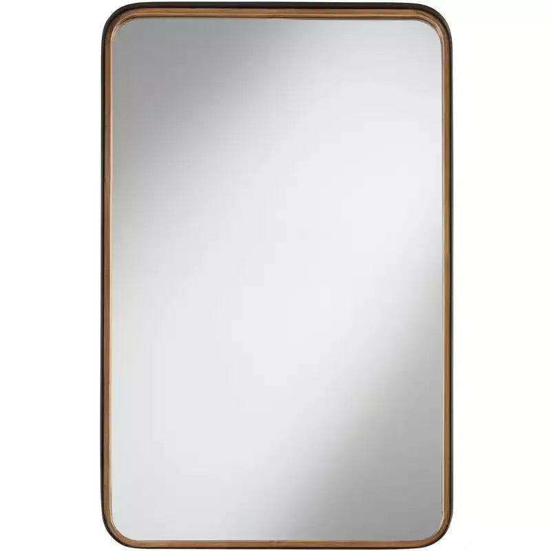 Uttermost Andi Rectangular Vanity Decorative Wall Mirror Modern Beveled Glass Gold Black Iron Frame 24 Wide for Bathroom Bedroom Home House Entryway