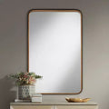 Specchio da Parete Decorativo Rettangolare per Trucco Moderno, con Bordo Smussato, Cornice in Ferro Dorato Nero, 24 Pollici di Larghezza, per Bagno, Camera da Letre, Casa, Ingresso