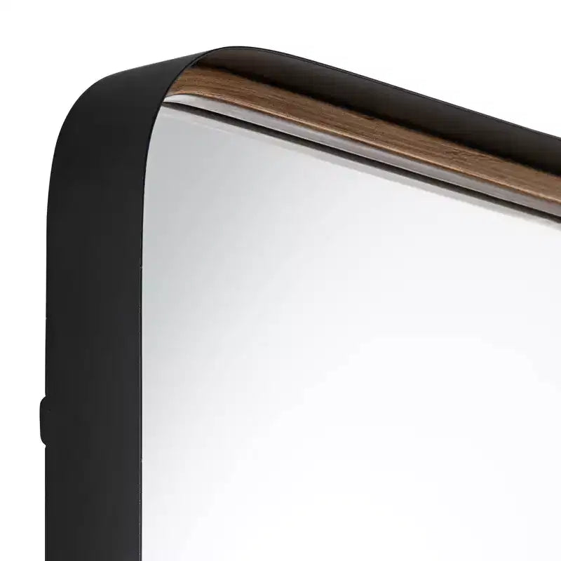 Specchio da Parete Decorativo Rettangolare per Trucco Moderno, con Bordo Smussato, Cornice in Ferro Dorato Nero, 24 Pollici di Larghezza, per Bagno, Camera da Letre, Casa, Ingresso