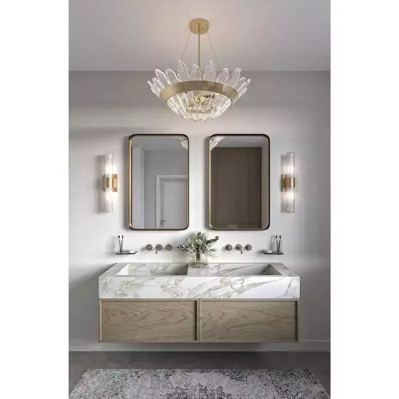 Specchio da Parete Decorativo Rettangolare per Trucco Moderno, con Bordo Smussato, Cornice in Ferro Dorato Nero, 24 Pollici di Larghezza, per Bagno, Camera da Letre, Casa, Ingresso