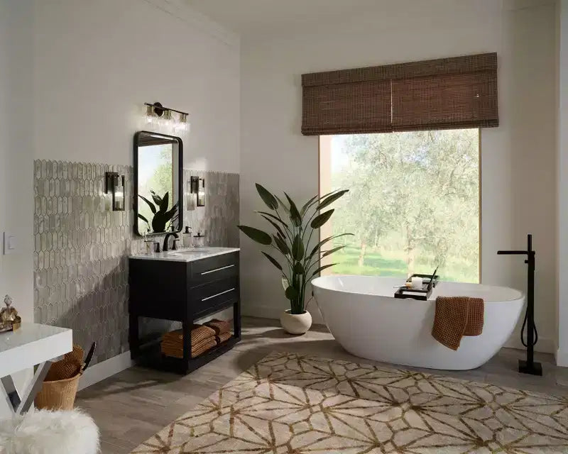 Specchio da Parete Decorativo Rettangolare per Trucco Moderno, con Bordo Smussato, Cornice in Ferro Dorato Nero, 24 Pollici di Larghezza, per Bagno, Camera da Letre, Casa, Ingresso