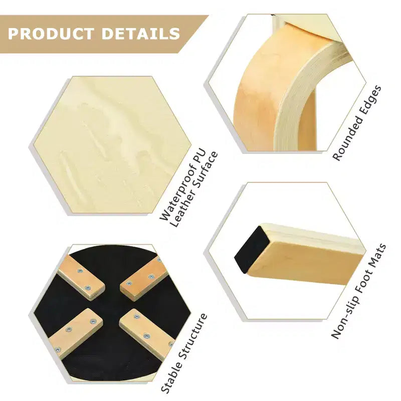 Costway Set di 4 Sgabelli Tondi Impilabili in Legno Curvato, Sedie da Pranzo con Seduta Imbottita Beige/Nero