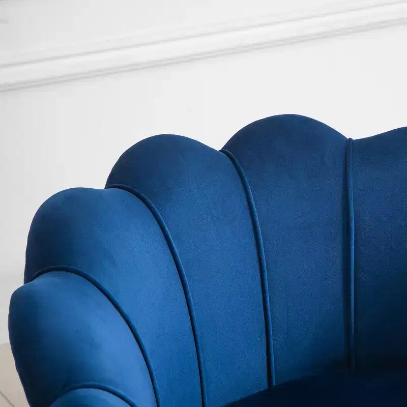 HOMCOM Elegante Poltrona Singola in Velluto con Gambe in Metallo Dorato per Soggiorno, Blu