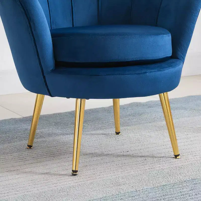 HOMCOM Elegante Poltrona Singola in Velluto con Gambe in Metallo Dorato per Soggiorno, Blu