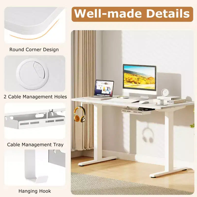 Scrivania elettrica regolabile Costway, postazione di lavoro sit-stand con doppio motore e controller