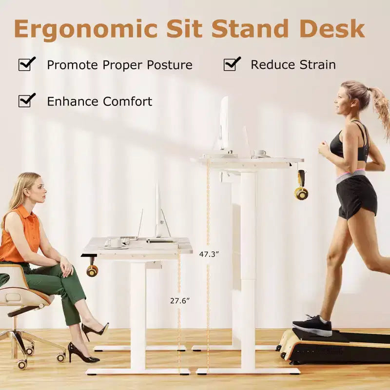 Scrivania elettrica regolabile Costway, postazione di lavoro sit-stand con doppio motore e controller