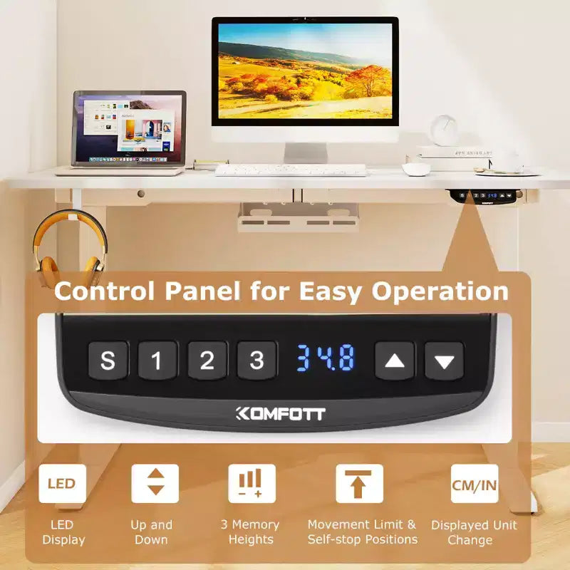 Scrivania elettrica regolabile Costway, postazione di lavoro sit-stand con doppio motore e controller