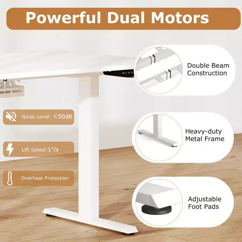 Scrivania elettrica regolabile Costway, postazione di lavoro sit-stand con doppio motore e controller