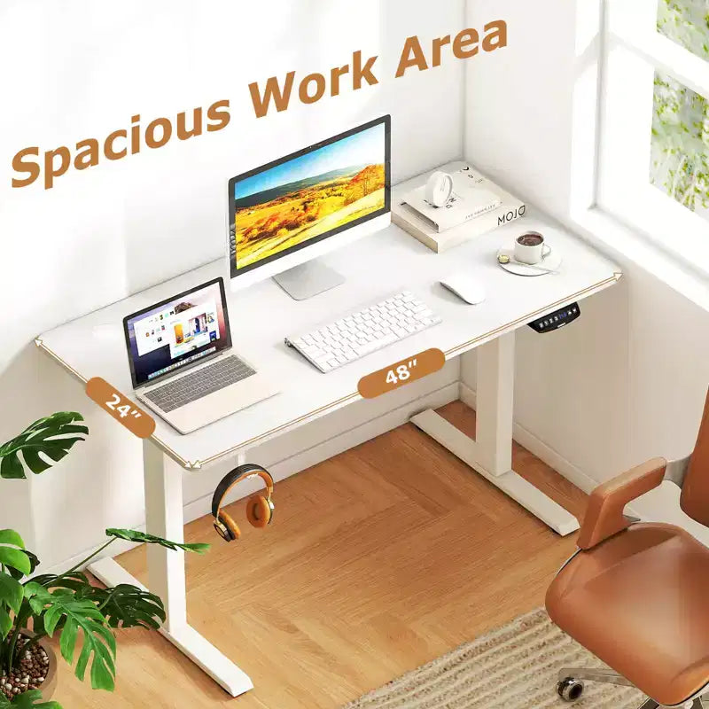 Scrivania elettrica regolabile Costway, postazione di lavoro sit-stand con doppio motore e controller