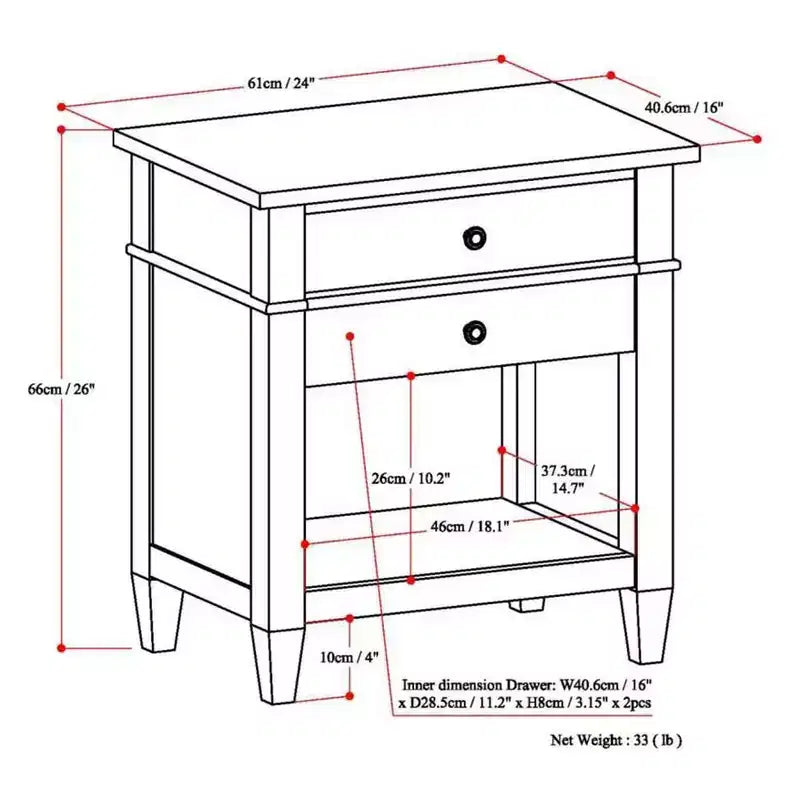 Comodino 24 Sterling in legno massello - WyndenHall