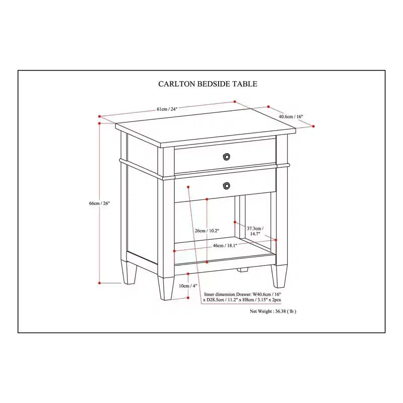 Comodino 24 Sterling in legno massello - WyndenHall