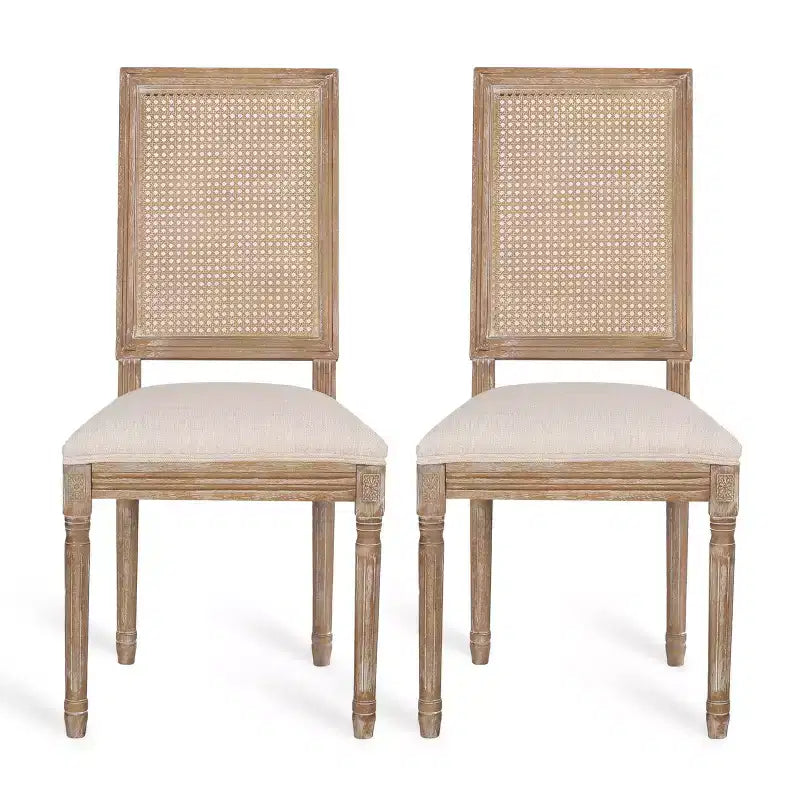 Set di 2 sedie da pranzo imbottite in legno e canna Regina stile country francese - Christopher Knight Home