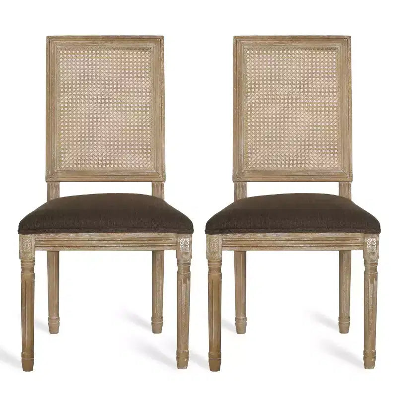 Set di 2 sedie da pranzo imbottite in legno e canna Regina stile country francese - Christopher Knight Home