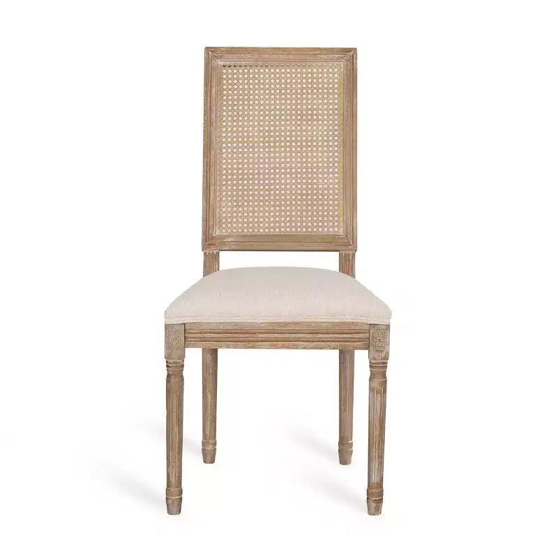 Set di 2 sedie da pranzo imbottite in legno e canna Regina stile country francese - Christopher Knight Home