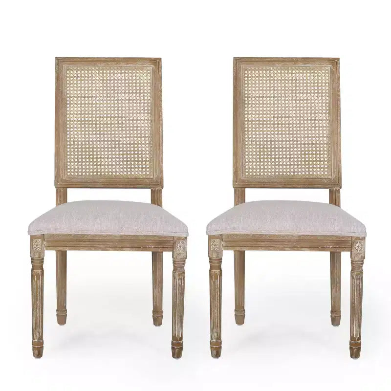 Set di 2 sedie da pranzo imbottite in legno e canna Regina stile country francese - Christopher Knight Home