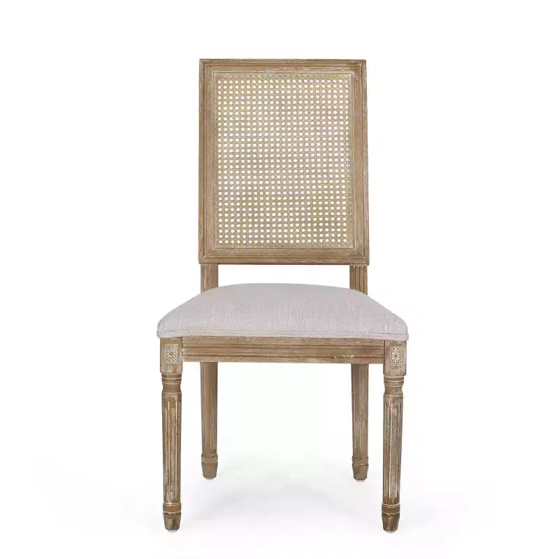 Set di 2 sedie da pranzo imbottite in legno e canna Regina stile country francese - Christopher Knight Home