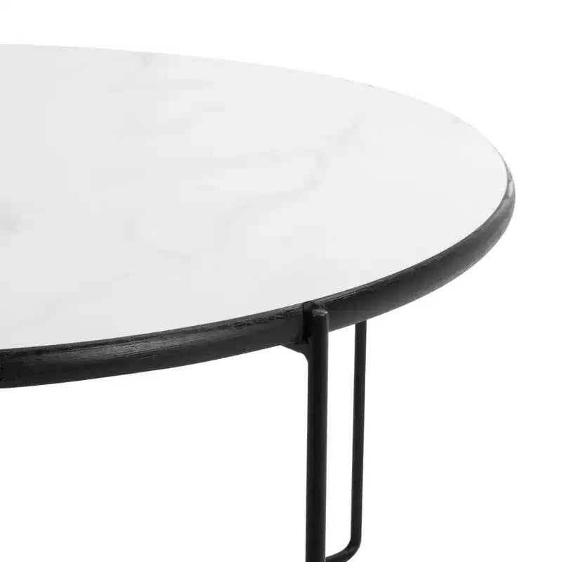 Tavolino rotondo Wrena – Bianco/Nero – Safavieh