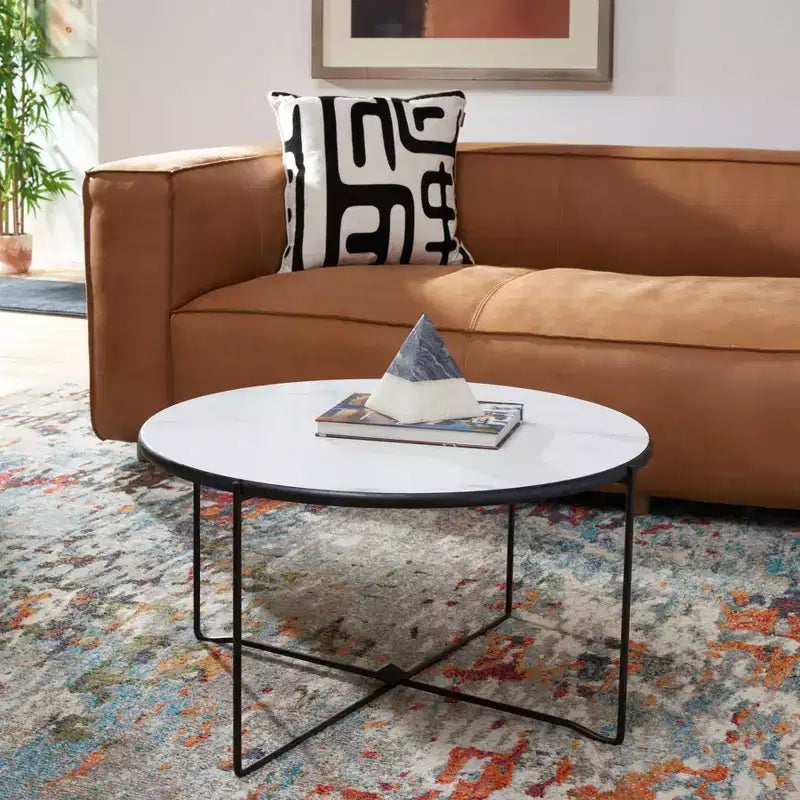 Tavolino rotondo Wrena – Bianco/Nero – Safavieh