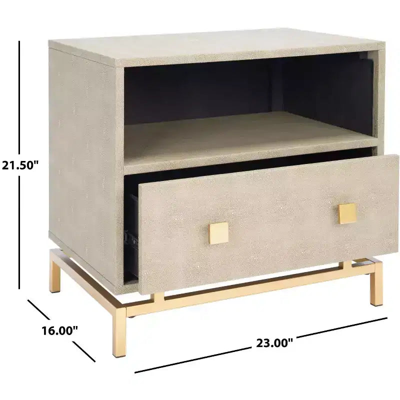 Comodino Meilana 1 cassetto - NST6403 - Tortora chiaro/Ottone - Safavieh