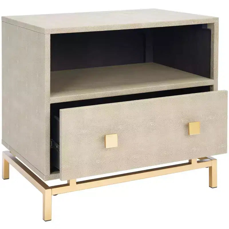 Comodino Meilana 1 cassetto - NST6403 - Tortora chiaro/Ottone - Safavieh