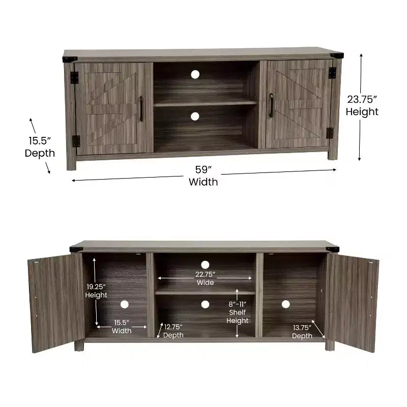 Merrick Lane Mobile TV con ante scorrevoli da 59" per TV fino a 65"