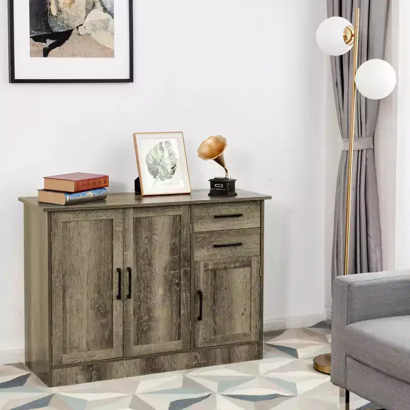 Costway Credenza con Cassetto Tavolino Consolle Mobile Buffet Grigio