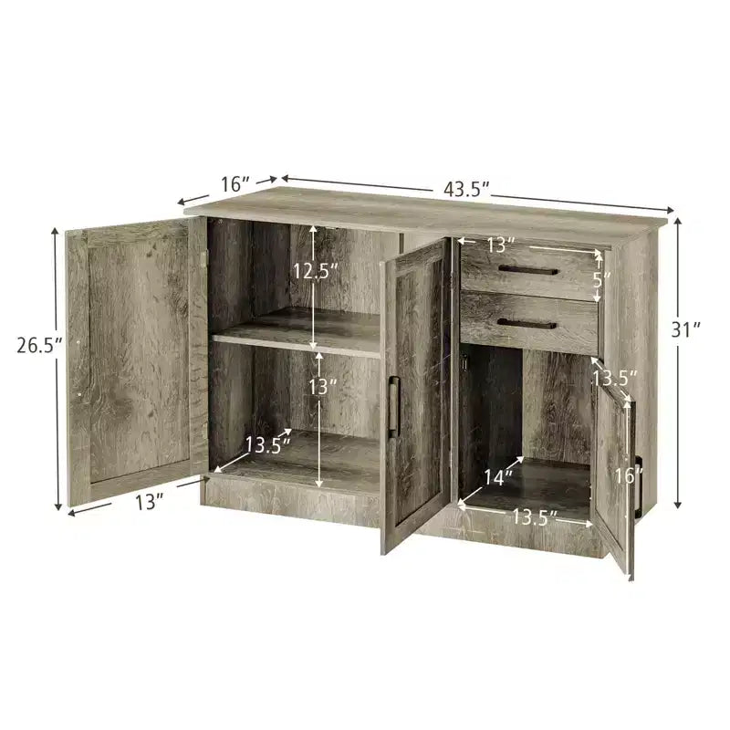 Costway Credenza con Cassetto Tavolino Consolle Mobile Buffet Grigio