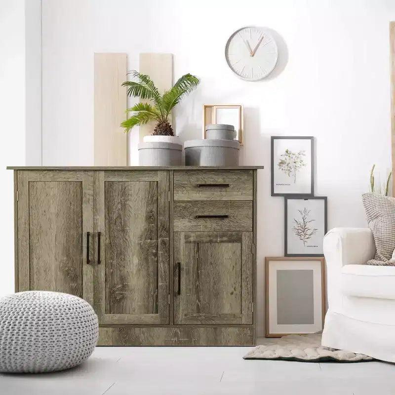 Costway Credenza con Cassetto Tavolino Consolle Mobile Buffet Grigio