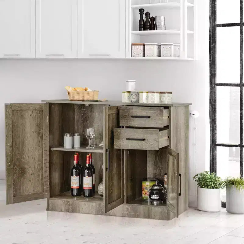Costway Credenza con Cassetto Tavolino Consolle Mobile Buffet Grigio
