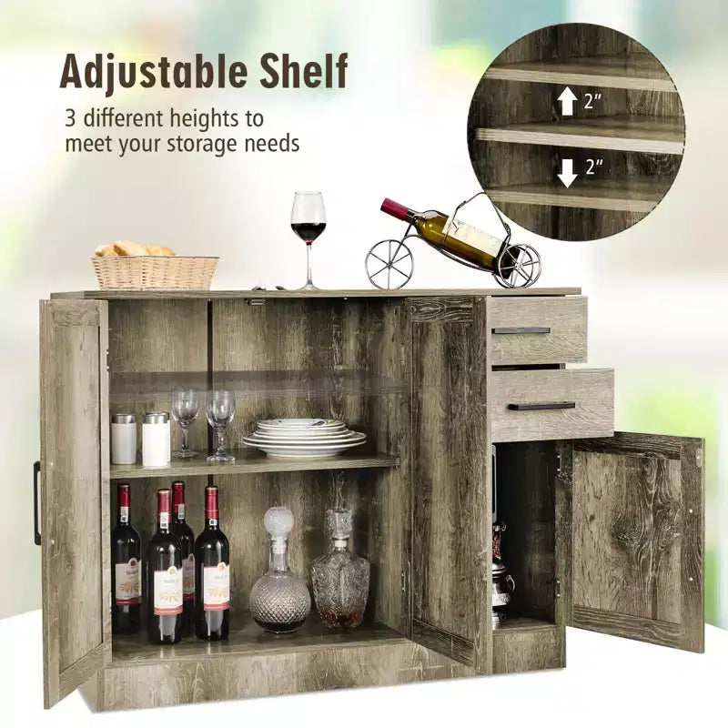 Costway Credenza con Cassetto Tavolino Consolle Mobile Buffet Grigio