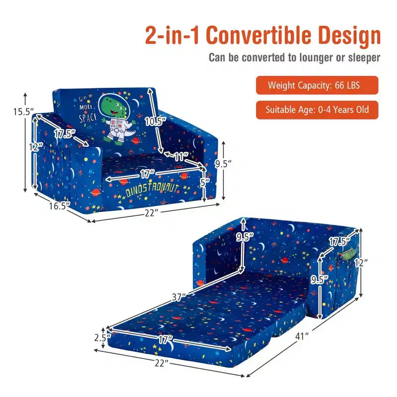 Divano Convertibile 2 in 1 per Bambini Costway, Poltrona Sdoppiabile, Lettino Divano Letto