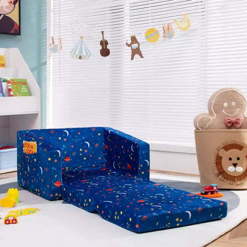 Divano Convertibile 2 in 1 per Bambini Costway, Poltrona Sdoppiabile, Lettino Divano Letto
