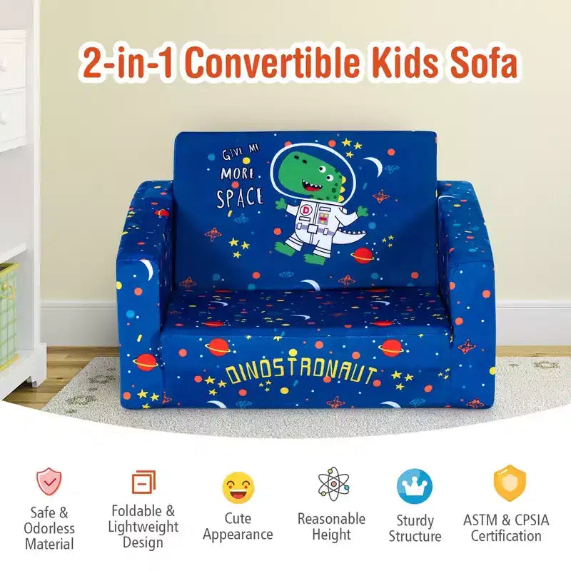Divano Convertibile 2 in 1 per Bambini Costway, Poltrona Sdoppiabile, Lettino Divano Letto