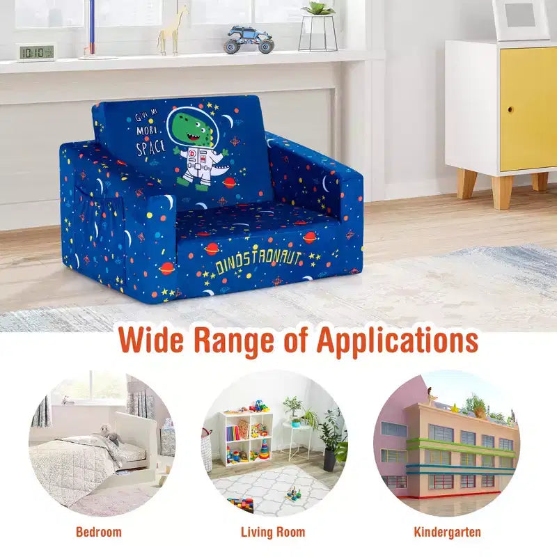 Divano Convertibile 2 in 1 per Bambini Costway, Poltrona Sdoppiabile, Lettino Divano Letto