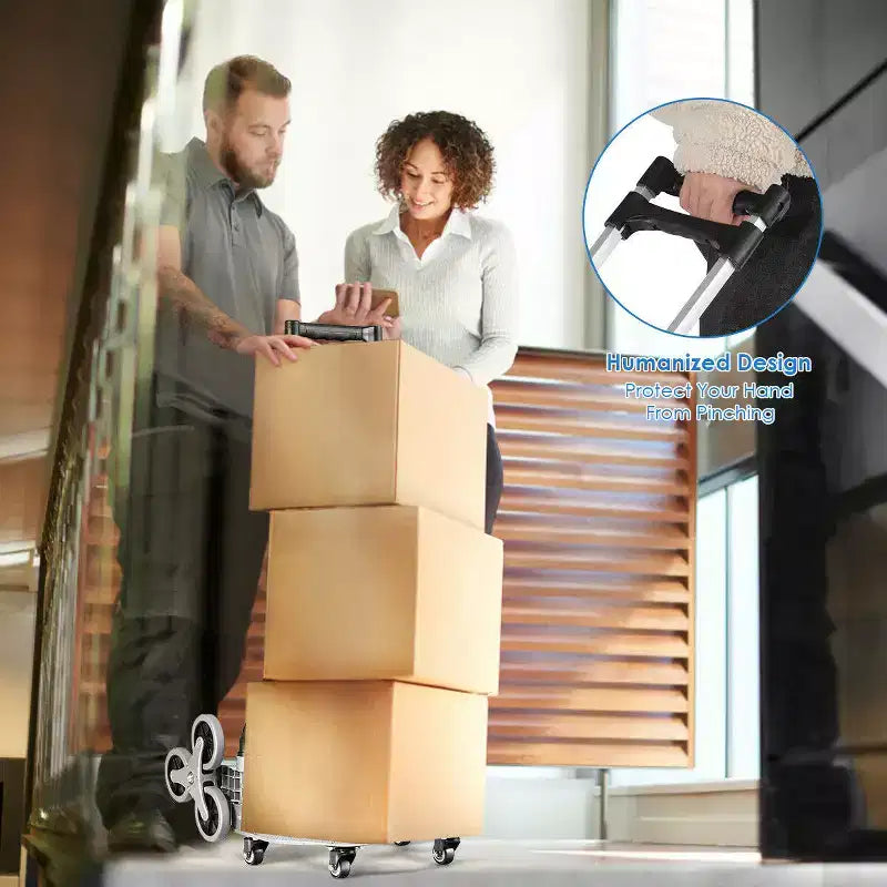 Carrello Pieghevole per Salire le Scale Costway, Carrello a Mano Portatile con Corda Elastica