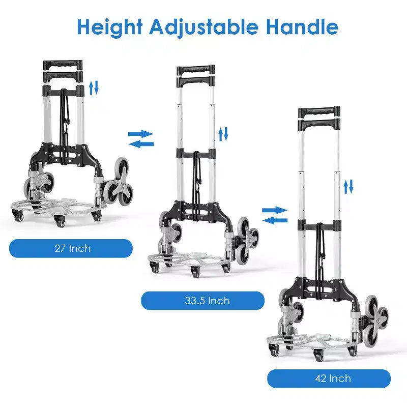 Carrello Pieghevole per Salire le Scale Costway, Carrello a Mano Portatile con Corda Elastica