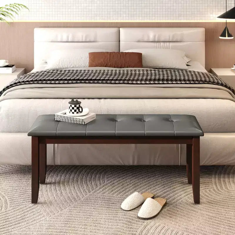 Panca da Pranzo Imbottita Costway con Seduta Imbottita per Cucina, Camera da Letto, Ingresso, Grigio