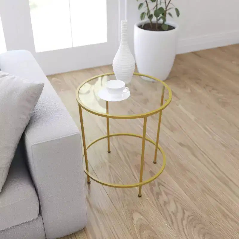 Tavolino Merrick Lane con Struttura Rotonda e Gambe Verticali
