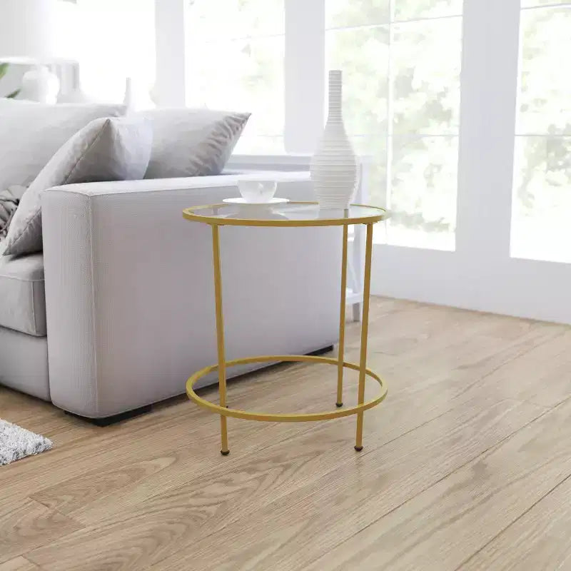 Tavolino Merrick Lane con Struttura Rotonda e Gambe Verticali
