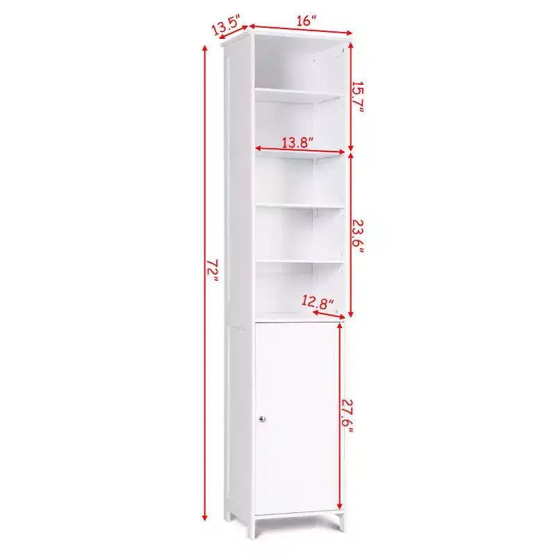 Costway Mobile Contenitore Alto da Bagno 72'' con Ripiani, Espositore Grigio/Bianco